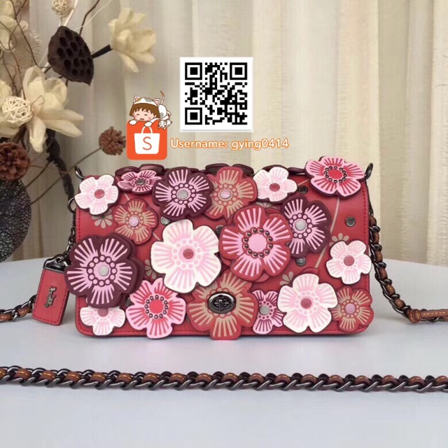 Coach Tea Rose Leather Red Flower Dinky Crossbody Bag Beg Women Sling 38197  | Shopee Malaysia