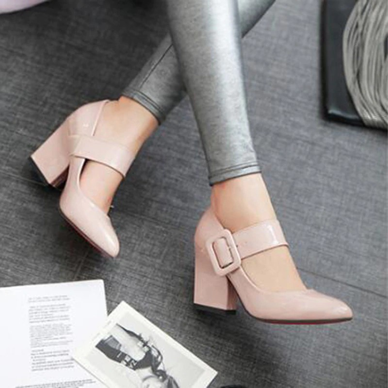 thick high heel pumps