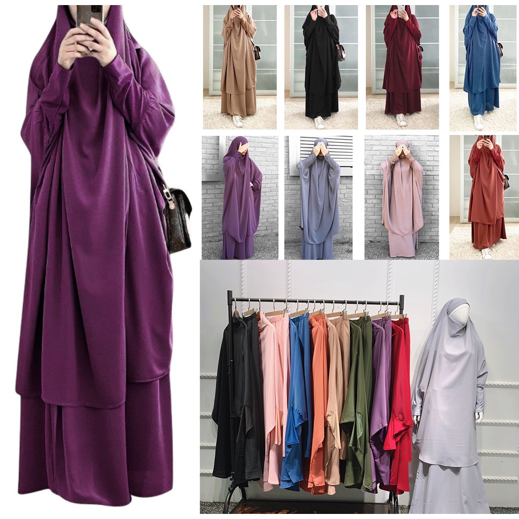 Ramadan Eid ABAYA Prayer Sets baju Telekung muslim prayer dresses for women abaya Muslimah baju Islam clothing