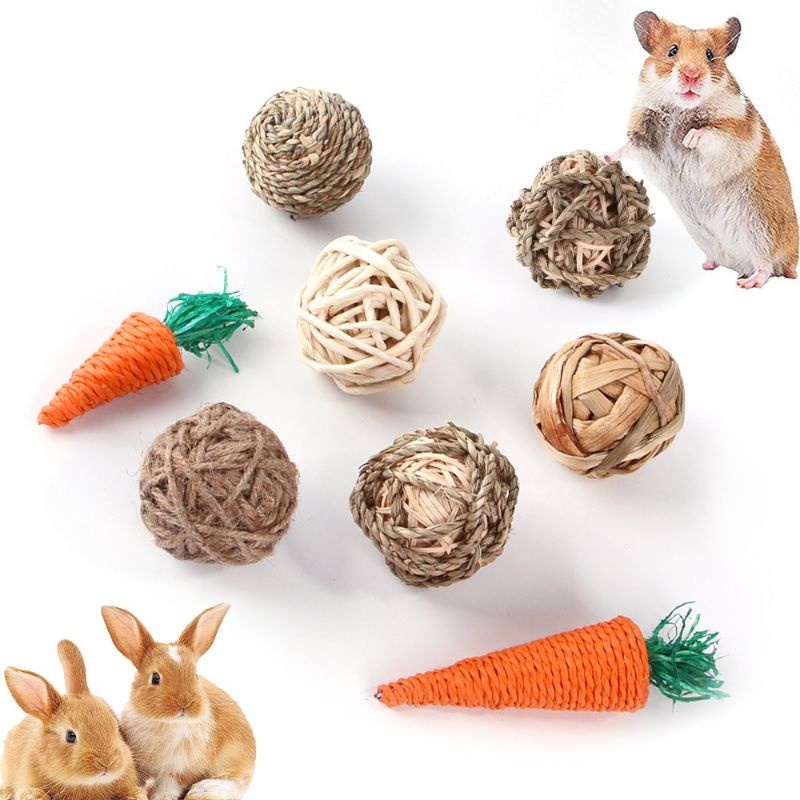 Ready StockRabbit Chew Ball Timothy Grass Grinding Small Animal Activity Play Chew Toys for Rabbits Hamster Guinea Pig