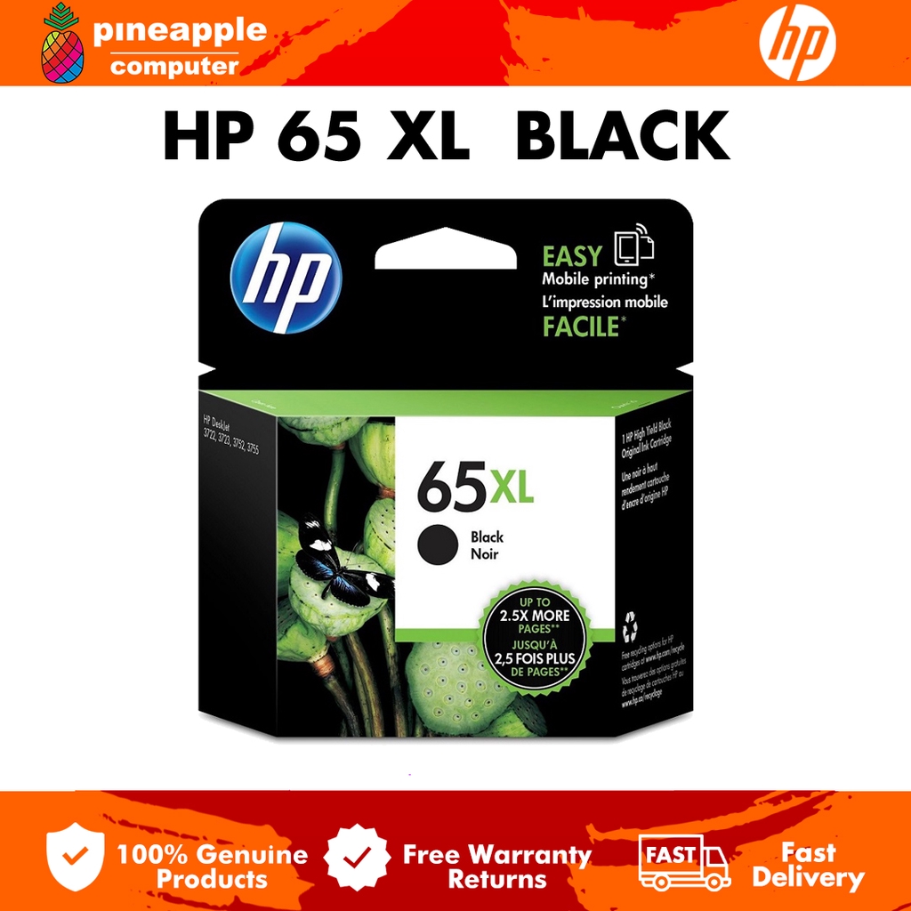 Hp 65xl Black Ink Cartridge N9k04aa For Hp Deskjet 2622 Printer