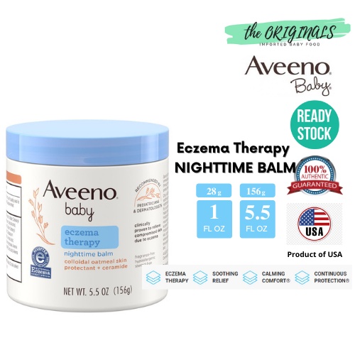 (ready Stock), Aveeno Baby, Eczema Therapy, Night Time Balm, Fragrance 