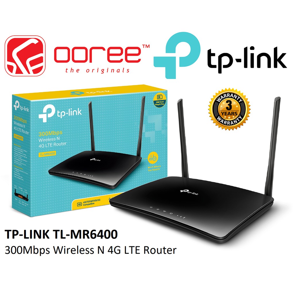 TP-LINK TL-MR6400 / TL-MR100 / TL-MR105 (SUPPORT UNLIMITED HOTSPOT) 300MBPS WIRELESS 4G LTE ROUTER WITH SIM CARD SLOT