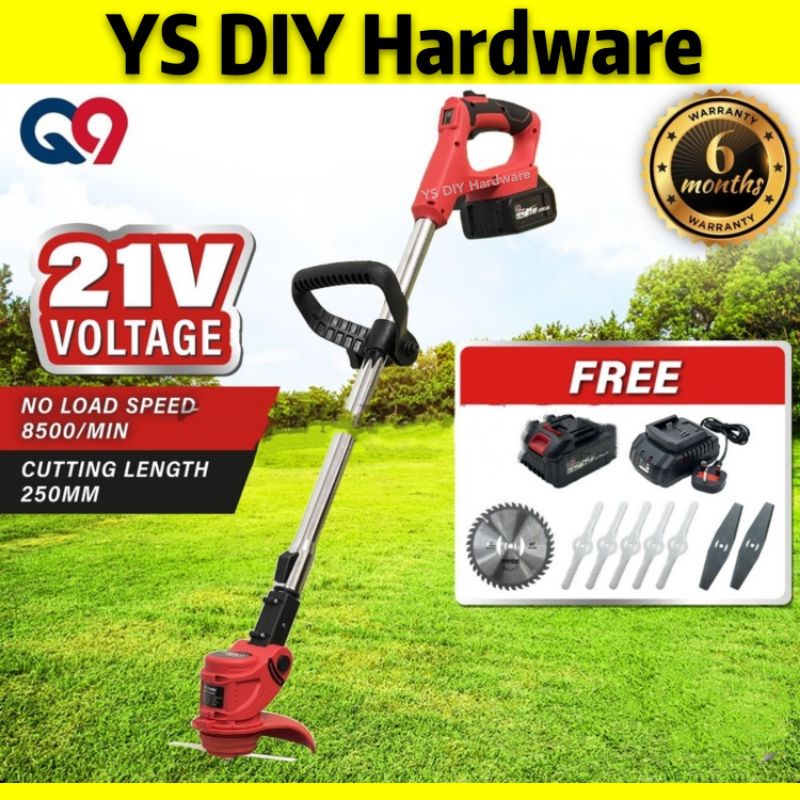 Q9 21V Li-ion Cordless Grass Trimmer QET2140BC | Grass Cutter | Mini Lawnmower | Mesin Potong Rumput
