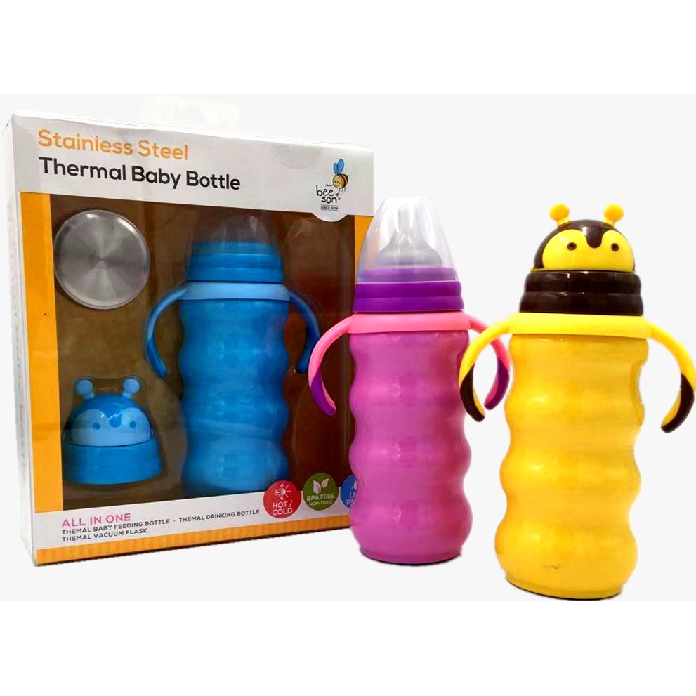 Beeson Baby Thermal Feeding Drinking Wide Neck Bottle stainless Steel