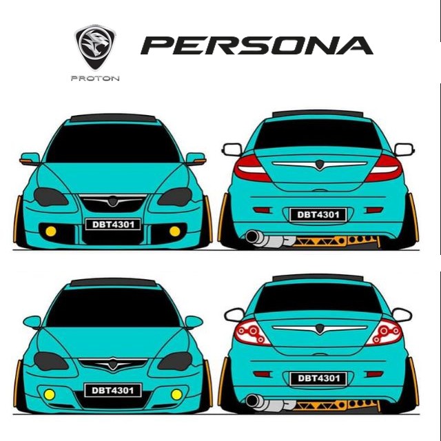 Sticker Kereta Proton Persona Pelbagai Pilihan Design Dan Juga Warna Siap Nombor Plate Yang Boleh Custom Shopee Malaysia