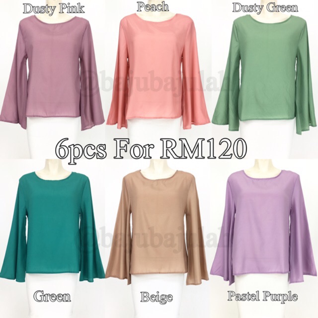 6pcs set Free Size Volume Saloma Top Combo Fesyen Baju  