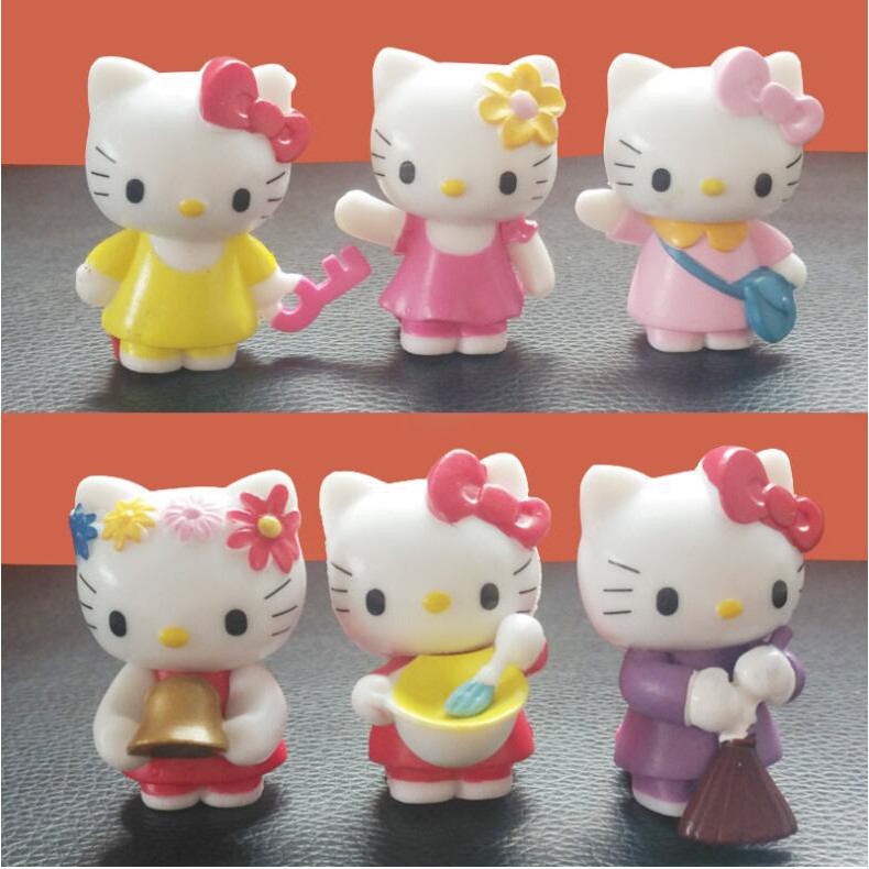 4 cm 6 pcs set hello  kitty  action figure toys  car 