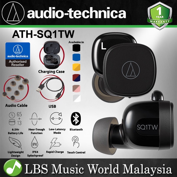 Audio Technica ATH-SQ1TW Truly Wireless Dynamic Earbuds In Ear Earphone Headphones (SQ1TW SQ1 TW)