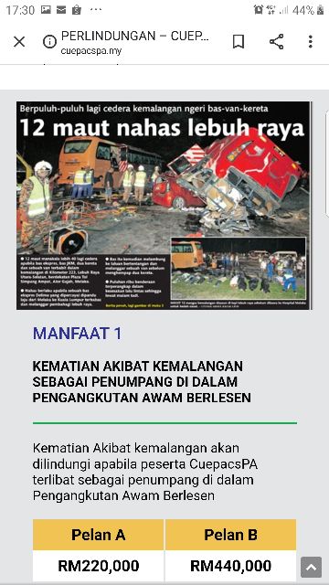 Takaful Kemalangan Diri Cuepacs Pa Penjawat Awam Shopee Malaysia
