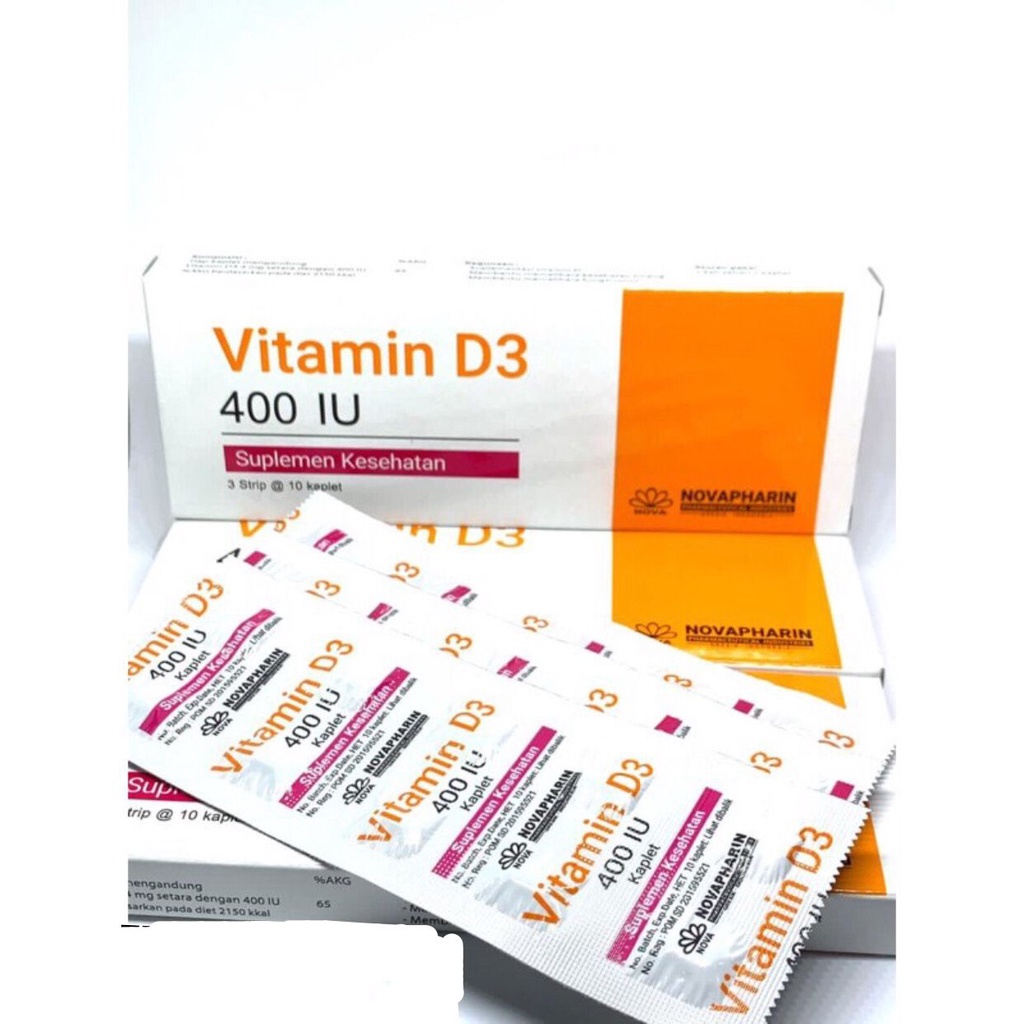 Vitamin D3 400IU Novapharin 1 Box Contents 30 ORI BPOM Caplets - D3 ...