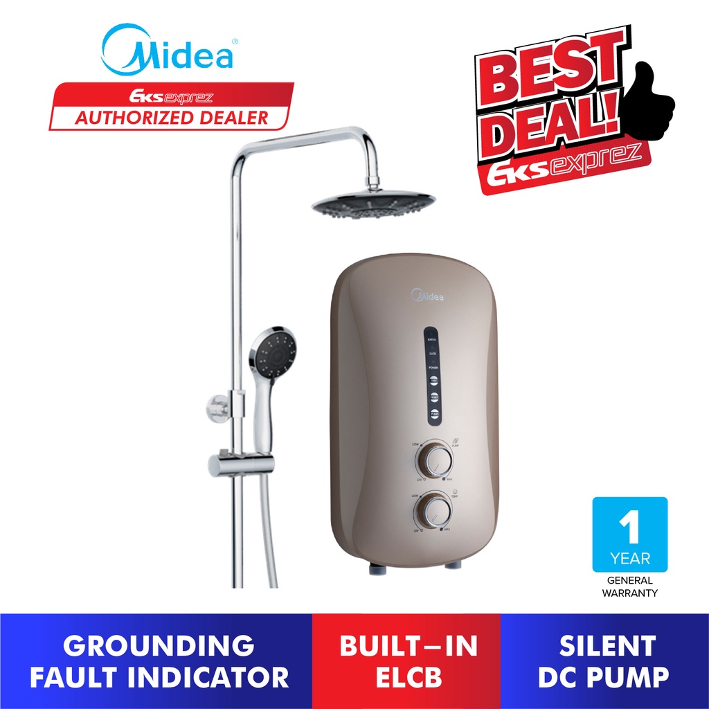 Midea Rain Shower Water Heater with DC Silent Pump MWH-38P3-RS