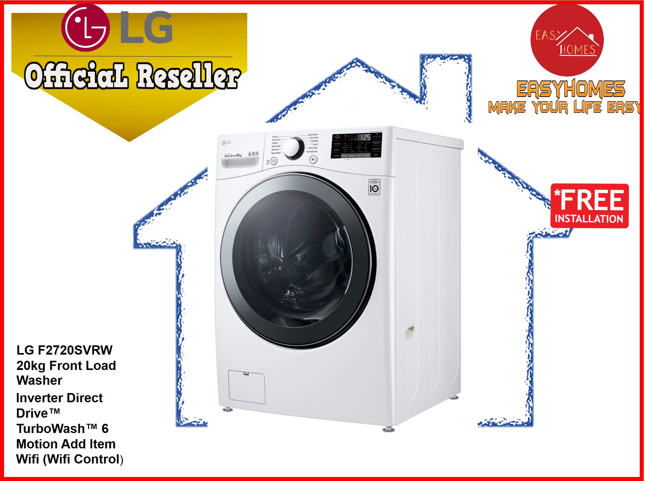 Lg F2720svrw 20kg Front Load Washer With 6motion Direct Drive Turbowash And Inverter Mesin Basuh 洗衣机 Shopee Malaysia