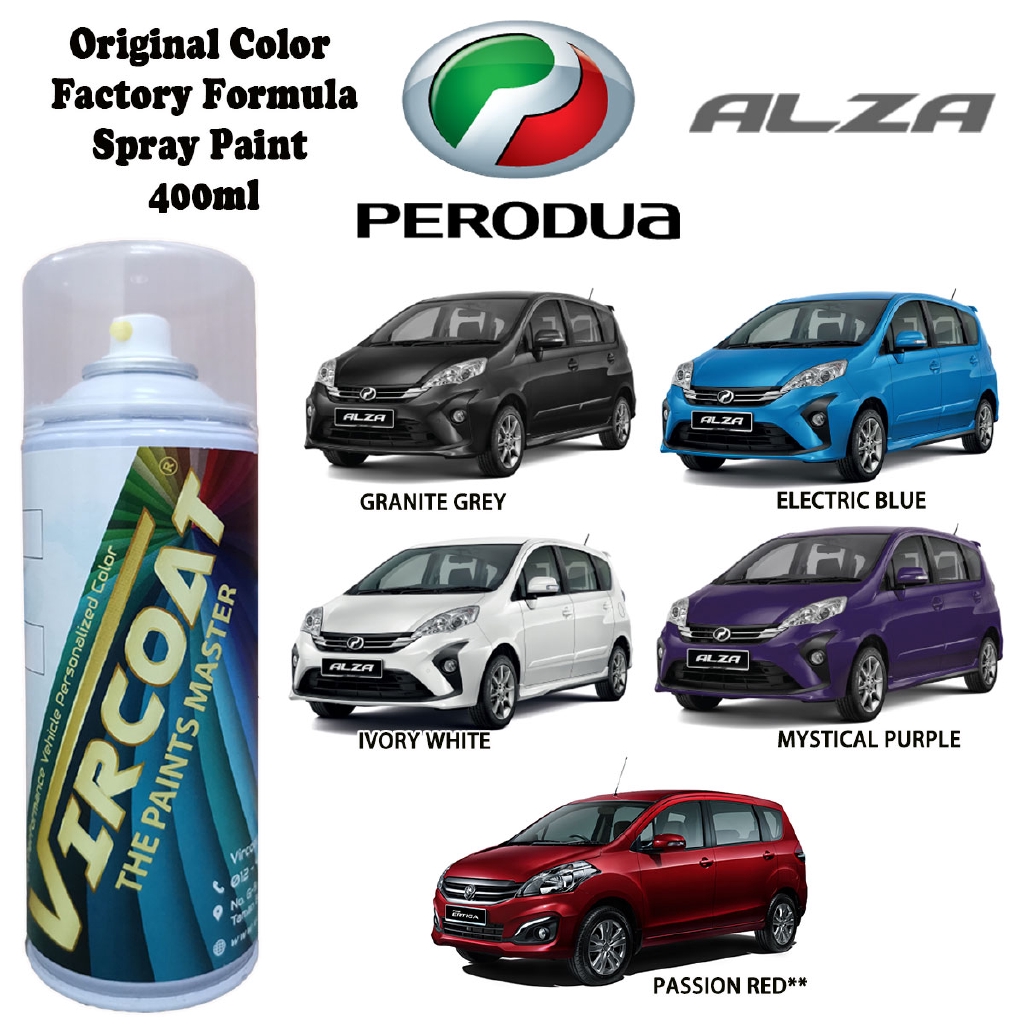 Perodua Alza Touch Up Paint Vircoat Aerosol Spray Ideal Original Color 2k Car Paint Cat Bancuh Kereta ä¿®è¡¥è½¦æ¼† Shopee Malaysia