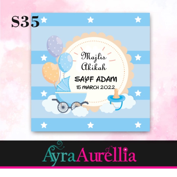 Waterproof S35 Tq Sticker Door T Baby Girl Boy Majlis Aqiqah