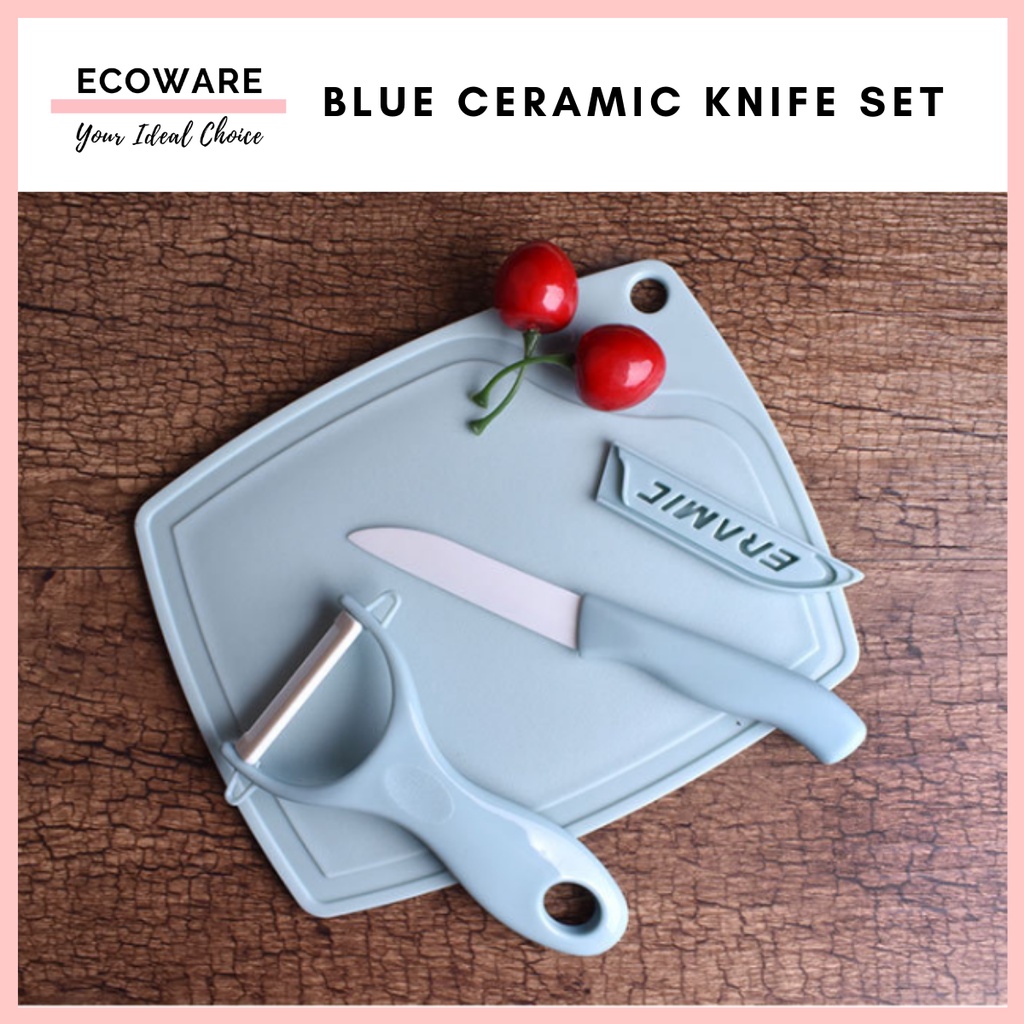 Ceramic Knife Set (3 Pc Set) With Fruit/Vegetable Peeler Mini Cutting Board / Fruit Peeler / 三件套陶瓷刀不锈钢水果刀