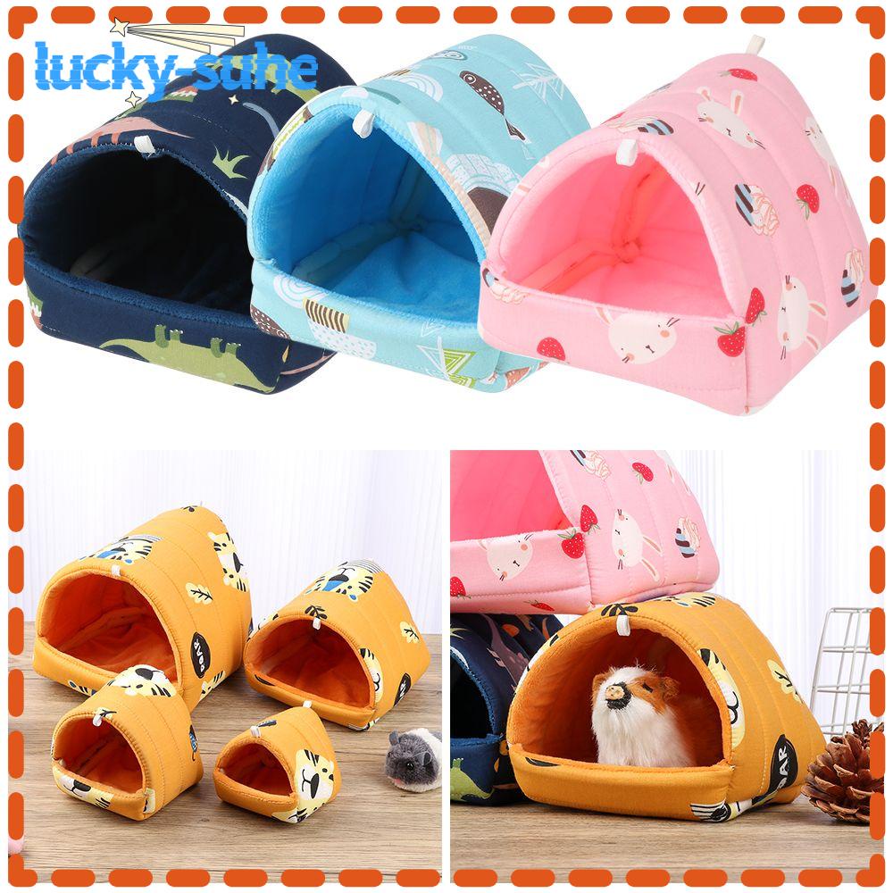 SUHE Soft Small Animal Sleeping Bed Rabbit Squirrel Guinea Pig Nest Hamster House Cute Winter Colorful Mini Cage Comfortable Warm Mat