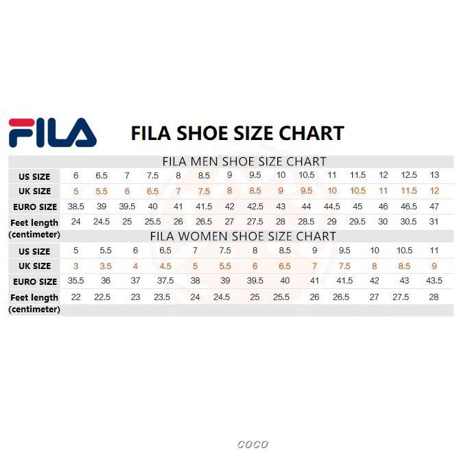 fila ray size guide