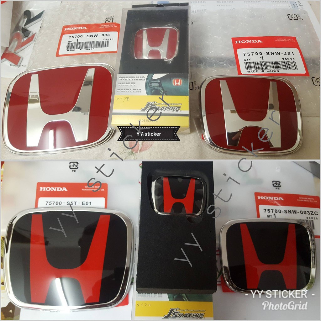 EMBLEM LOGO HONDA CIVIC FC H RED / BLACK Logo Honda Civic FC Logo 