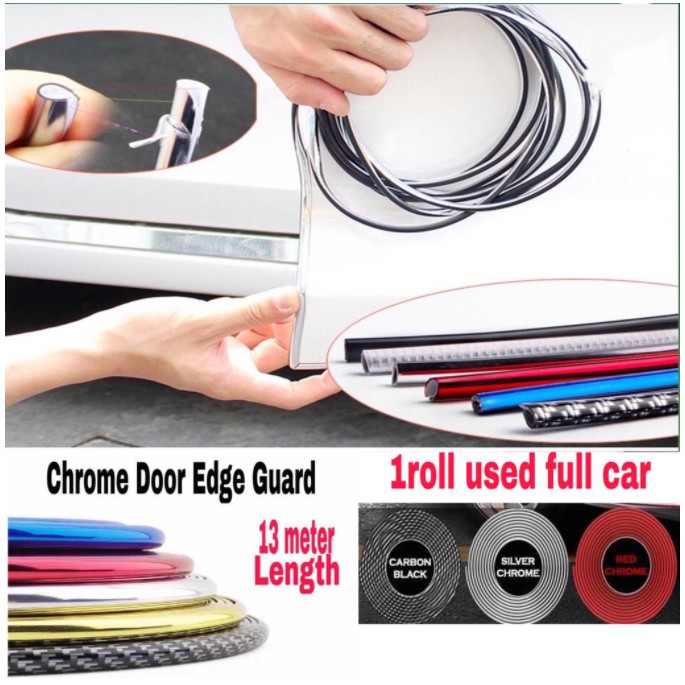 13M Car Door Edge Anti Collision Rubbing Strip Chrome Moulding Trim Strip  Car Door Edge Guard Protector Cover | Shopee Malaysia