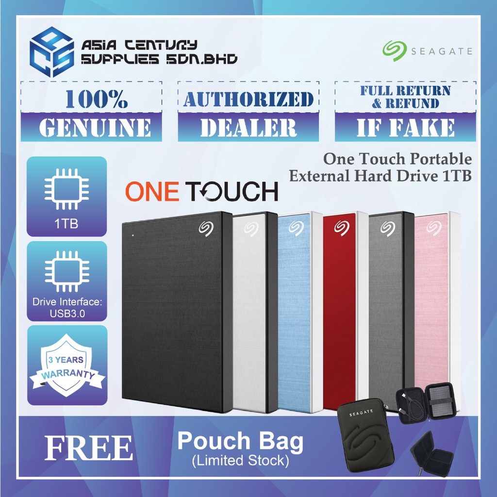 Buy Seagate One Touch Portable W Rescue 1tb Free Seagate Hard Disk Pouch Bag Seetracker Malaysia