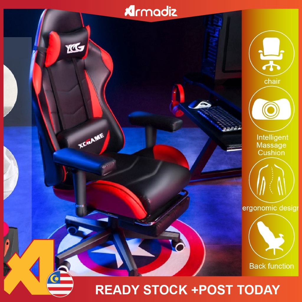 AMZ XL Size Racing Gaming Chair Footrest Lumbar Massage Cushion