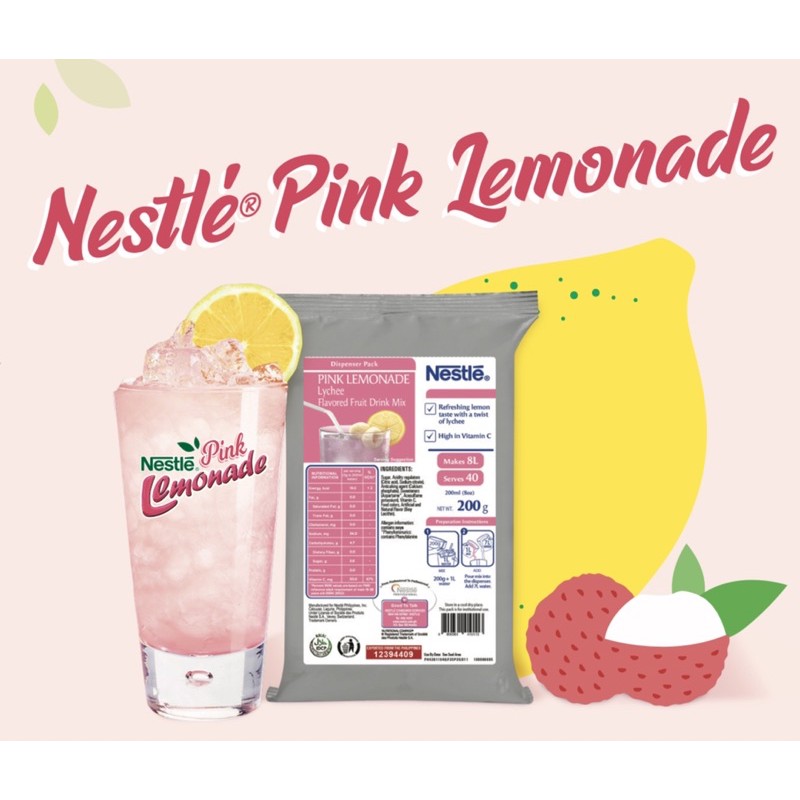 Nestle Pink Lemonade 200g With Lychee Flavor Lemonade 360g Shopee