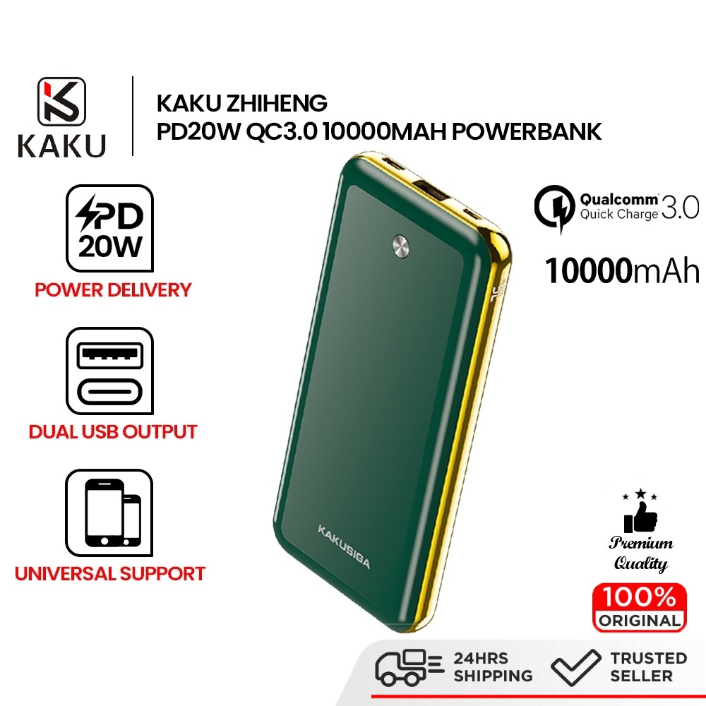 KAKU ZHIHENG QC 3.0 PD 20W Fast Charging Powerbank 10000mAh Type C USB A Output Power Bank Samsung Xiaomi Realme Oppo