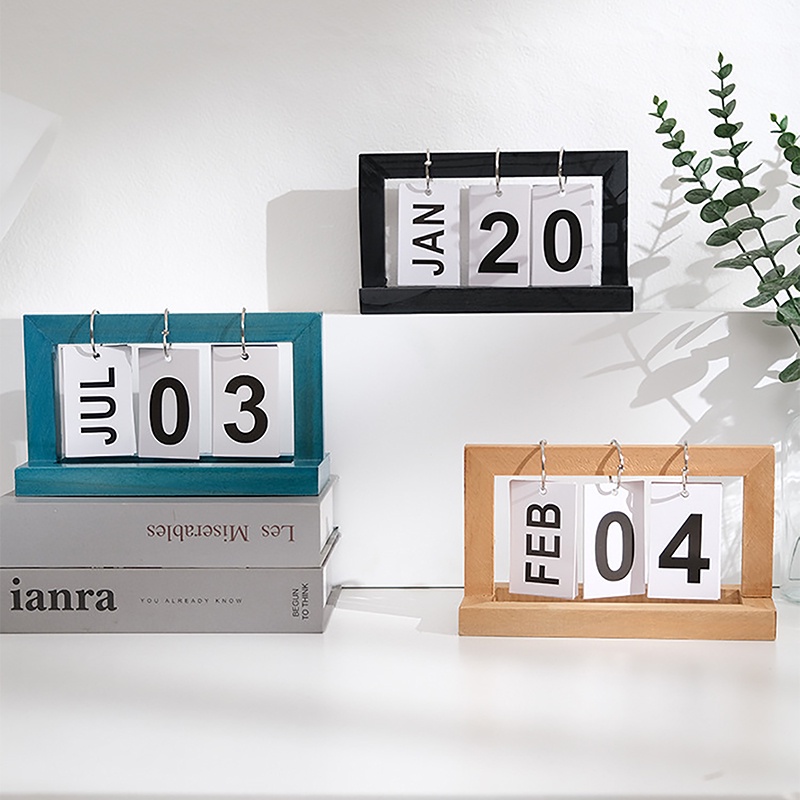 Wooden Page Turning Desk Calendar Nordic Creative Simple Standing ...