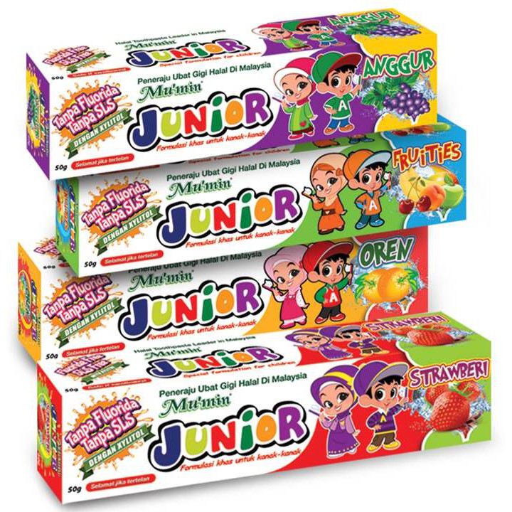 Mu'min Junior Ubat Gigi 50g (Strawberi /Oren /Anggur 