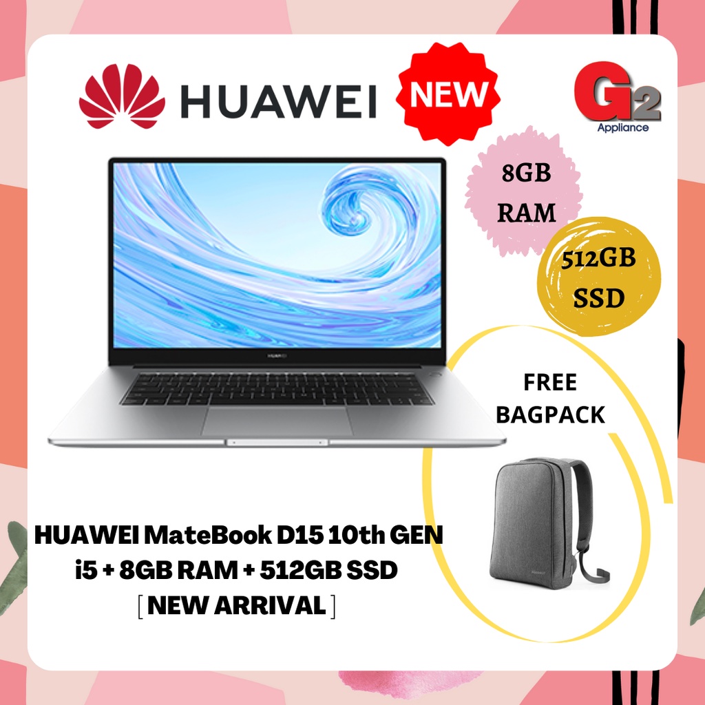 Huawei Matebook D15 I5 10th Gen 8gb Ram 512gb Ssd [ New Arrival