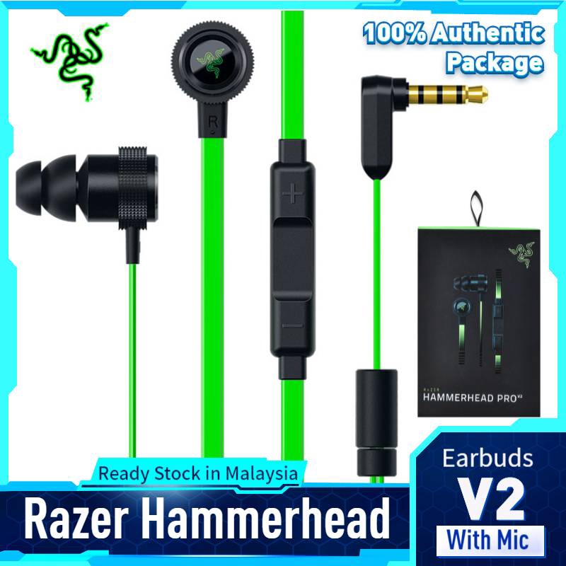 Local Sller 全场最低 Razer Hammerhead V2 Pro Earphone With Microphone In Ear Gaming Headset Headphone Fon Kepala Shopee Malaysia