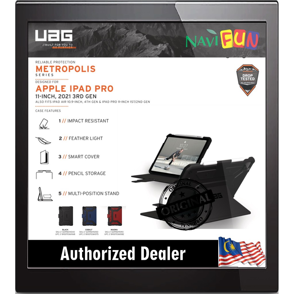 [ iPad Pro 11 1st / 2nd / 3rd Gen 2021] UAG (Ori) Metropolis Folio Case Cover Military Drop Protection [1 Year Warranty]