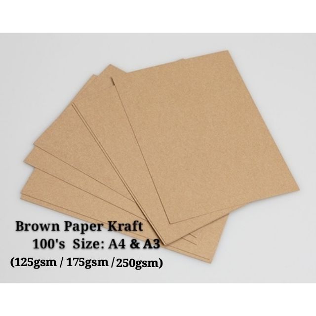 Brown Paper Craft Kertas Kraft 100 S Size A3 125gsm 175gsm 250gsm Shopee Malaysia