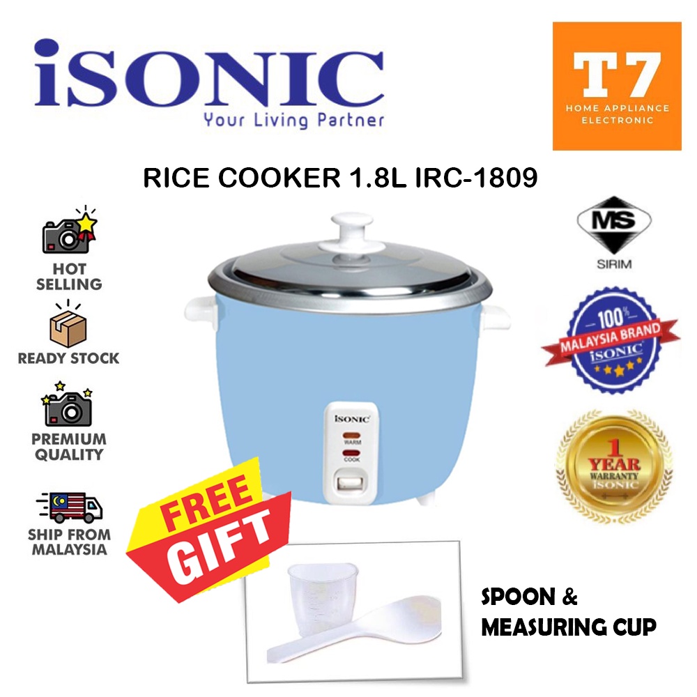 (100 Original Warranty) Isonic Rice Cooker IRC1809 (1.8L) Free Spoon
