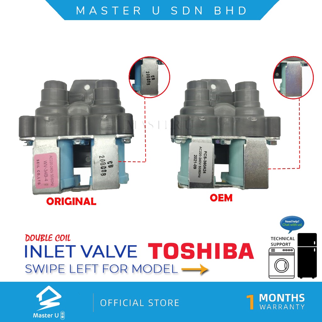 TOSHIBA WASHING MACHINE WATER INLET VALVE (DOUBLE COIL) MODEL AW9770S