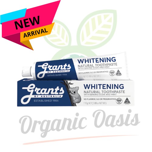 Grants of Australia Natural Whitening Toothpaste with Baking Soda & Mint 110g (Fluoride Free)