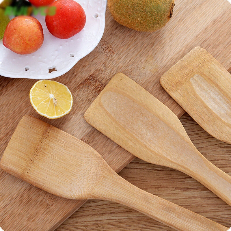 Natural Health Bamboo Wood Kitchen Spatula Spoon Mixing Holder Cooking Utensils