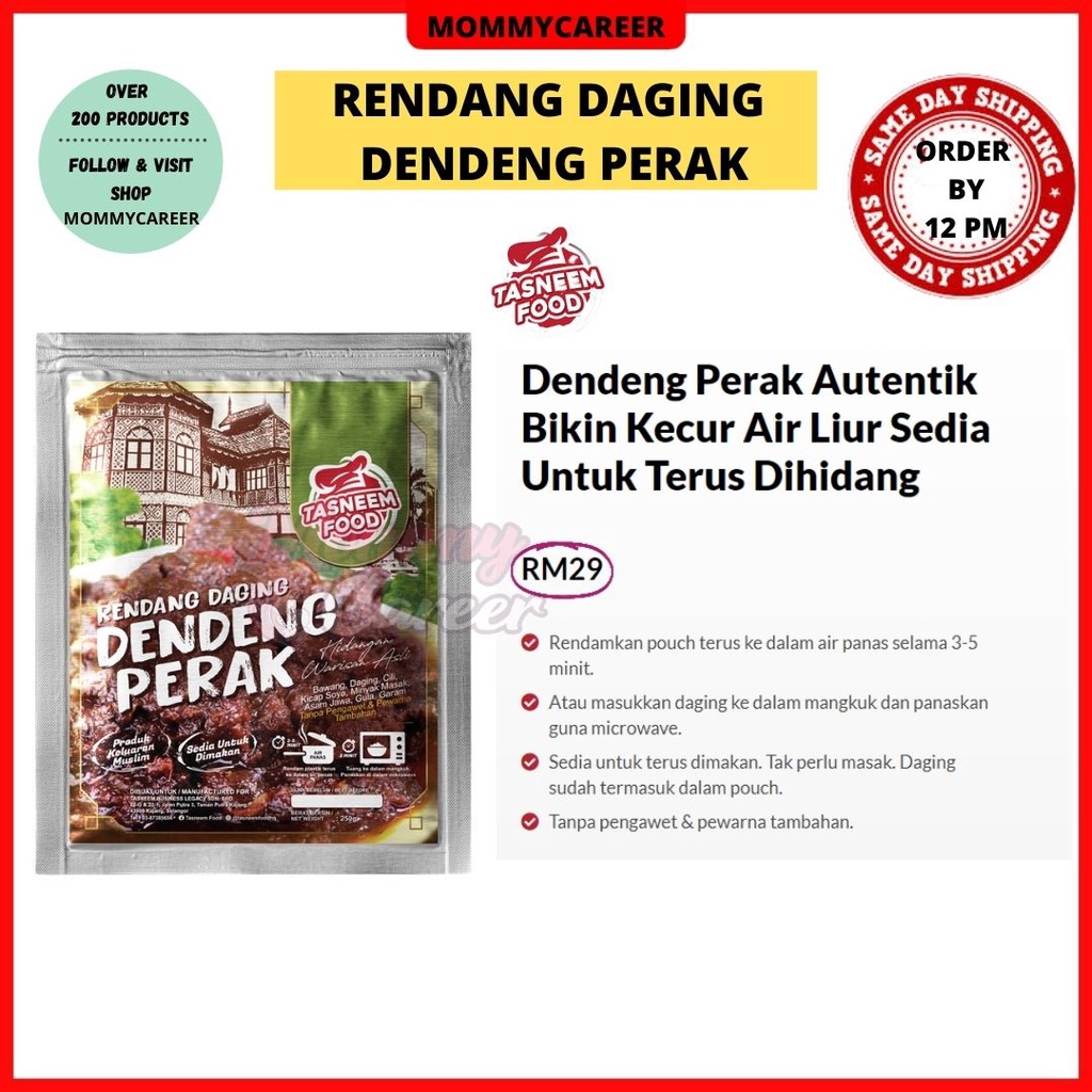 Buy Ready Rendang Daging Dendeng Perak Tasneem Food Ikan Bakar Portugis Shell Out Rendang Masak Hitam Briyani Seetracker Malaysia