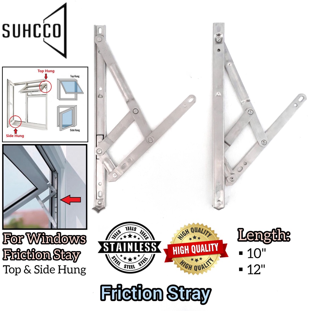 1 Pair Suhcco Stainless Steel SS304 Top Hung Friction Stay For Side