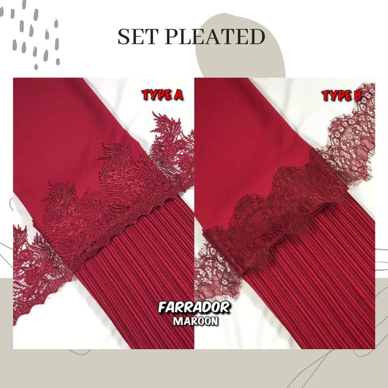 Kain Pasang Set Pleated Border With Lace Premium Quality Bidang 60" #MAROON [ Farrador Fabric ]