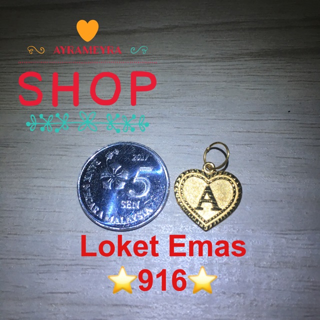 Loket Huruf AT Love Emas 916 100 Ori Shopee Malaysia