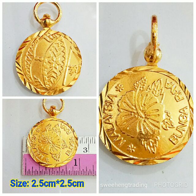 An original Emas Korea Golden Coin Fengshui Pendant- Bunga Raya ...