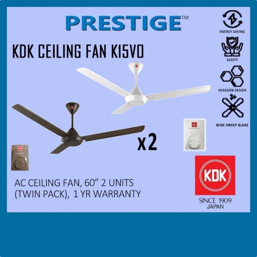 KDK K15V0 TWIN PACK 60" Regulator Ceiling Fan / K15V0 Ceiling Fan