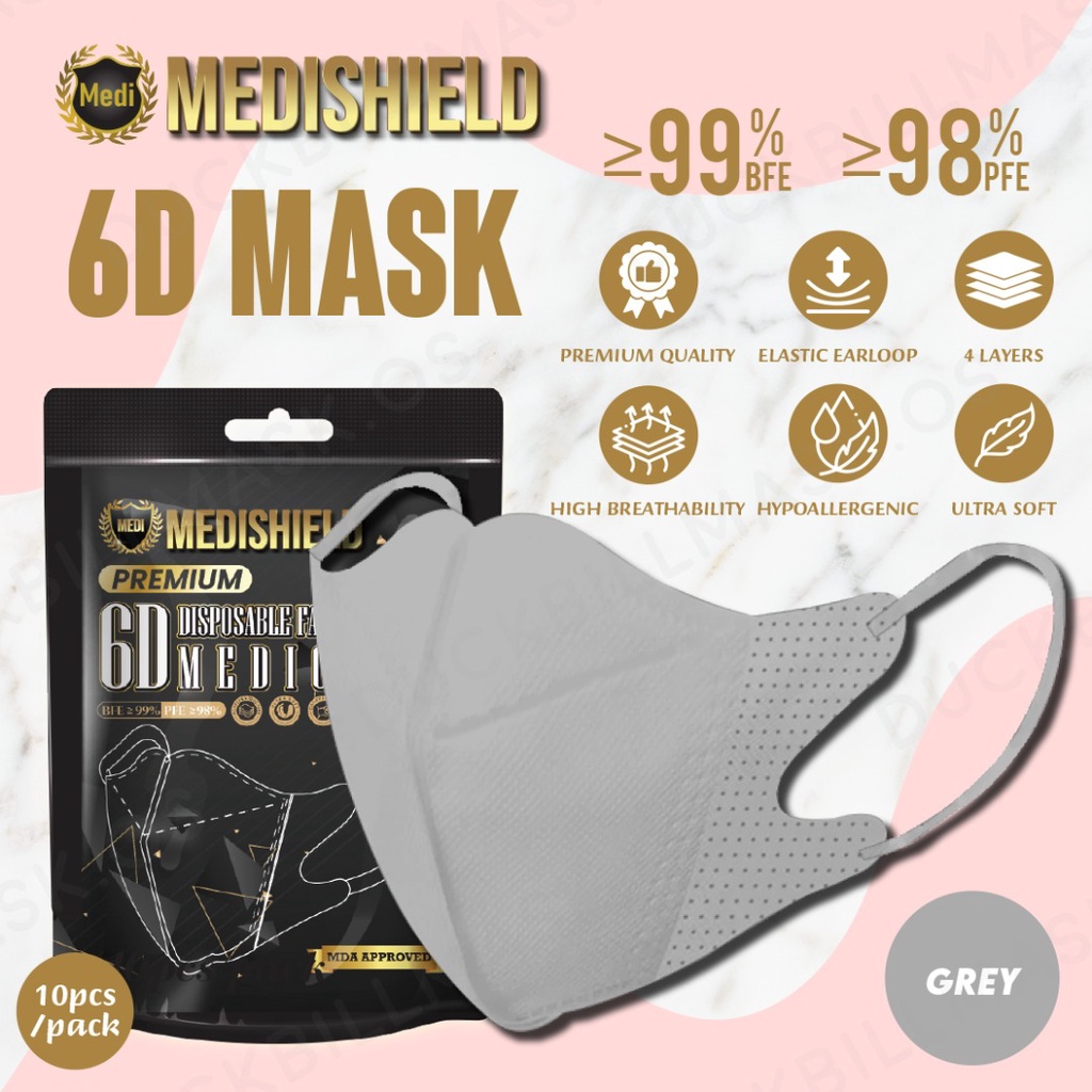 Medishield Mask Duckbill Mask Face Mask Medical Disposable Mask Grey