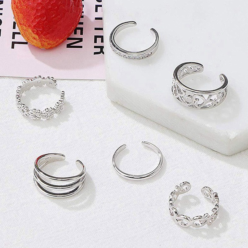 Toe Rings Adjustable Toe Ring Toe Rings for Women Sterling Silver 2 Rings 
