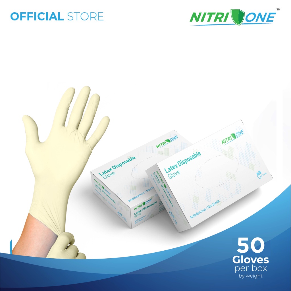NitriOne Latex Disposable Gloves Powdered (50pcs)