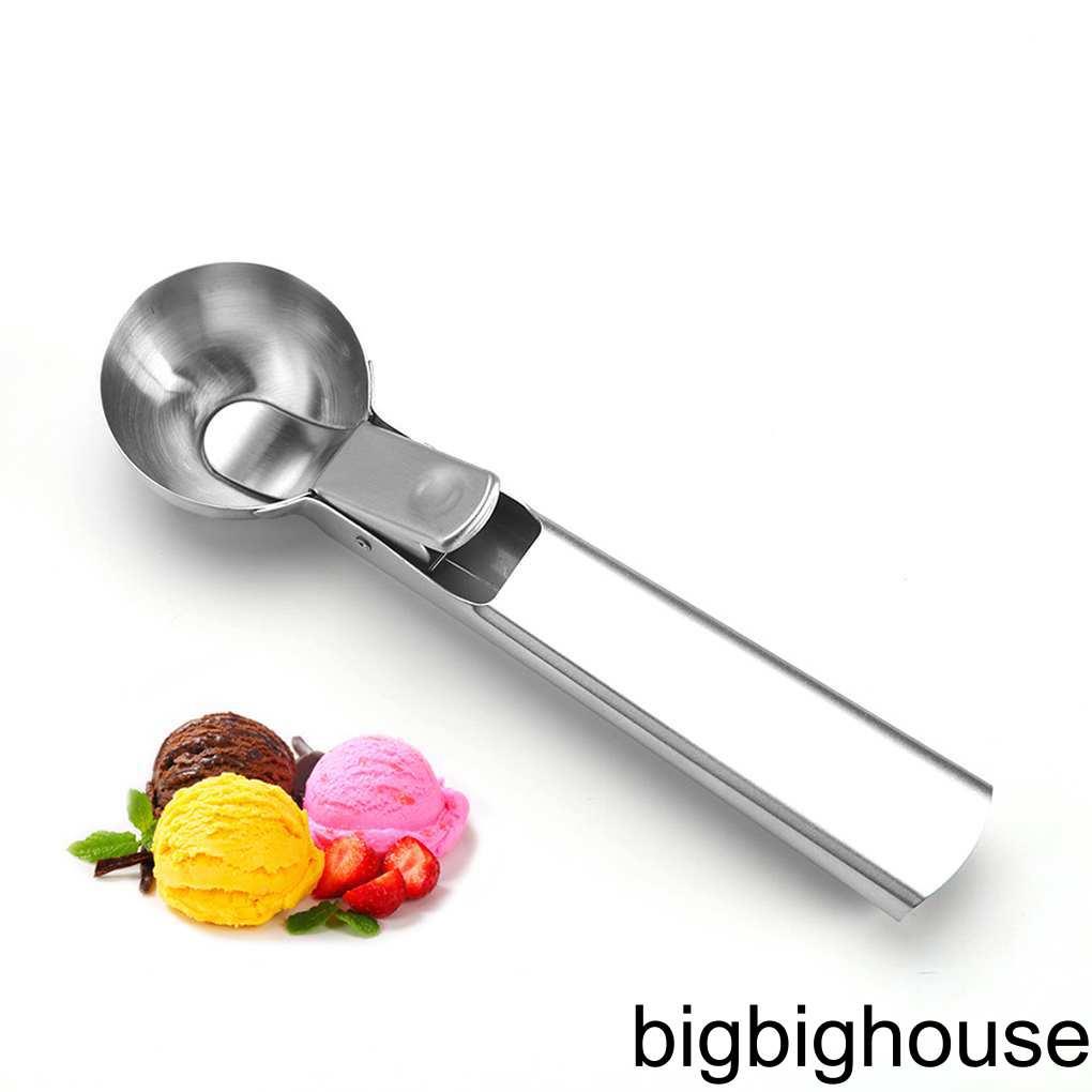 [Biho] Stainless Steel Ice Cream Scoop Ice Ball Maker Frozen Yogurt Cookie Dough Meat Balls Spoon