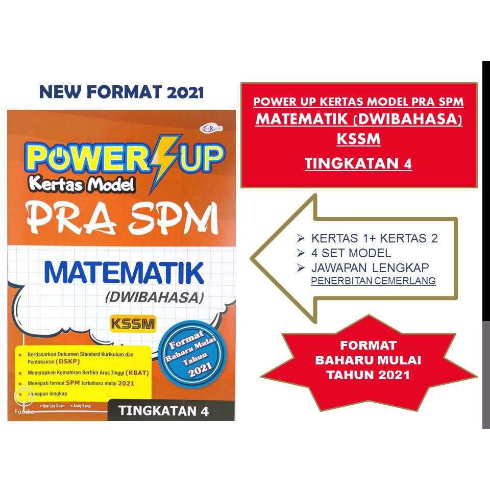 New Format 2021 Power Up Kertas Model Pra Spm Matematik Dwibahasa Kssm Tingkatan 4 Shopee Malaysia