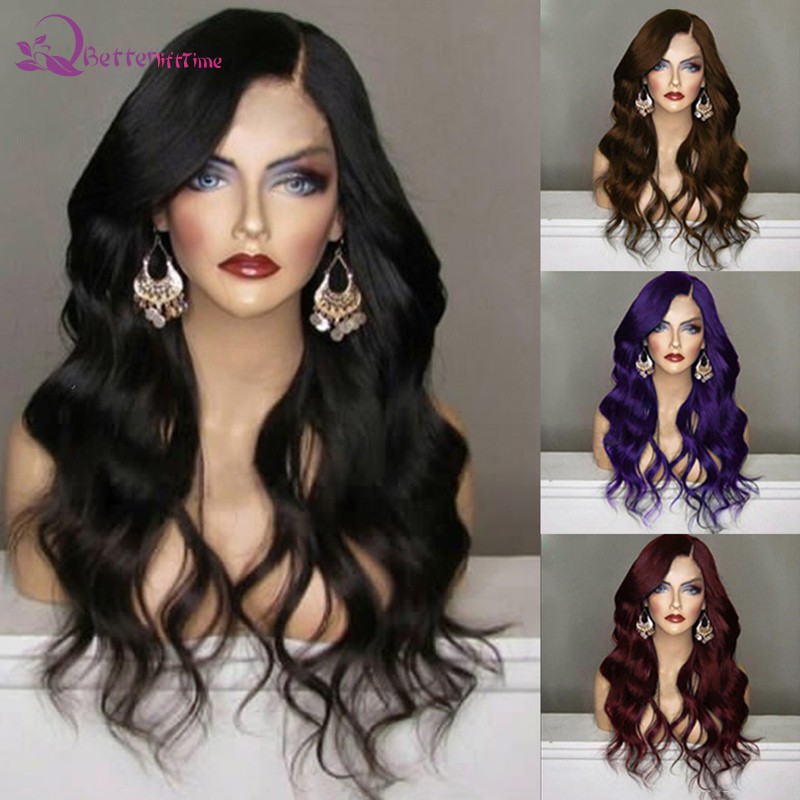 Blt Fancy Wine Red Purple Long Wavy Curly Hair Women Cosplay